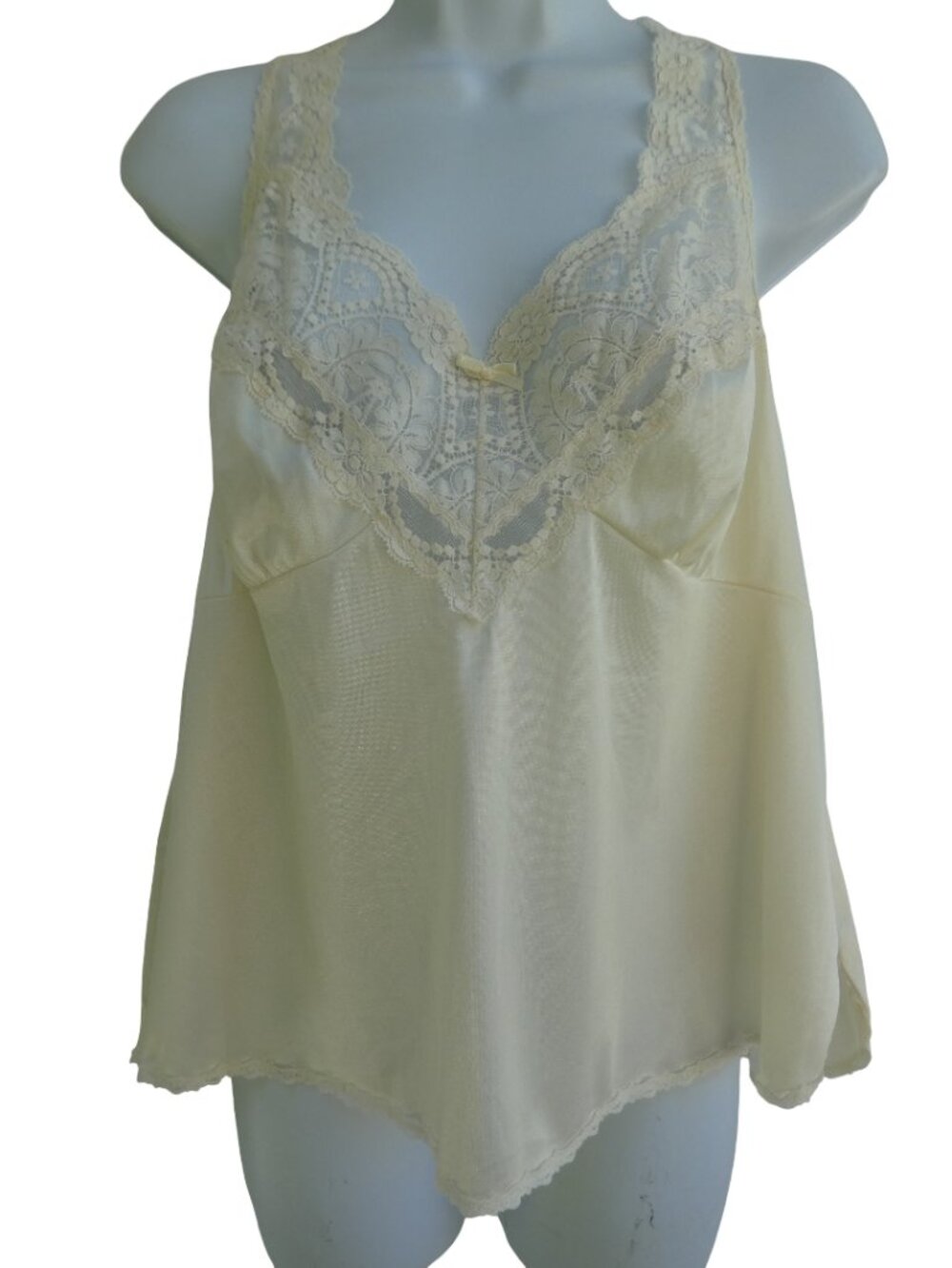 Vintage Vassarette USA Cream Satin Lace Slip Cami Top Sweetheart Neckline 40